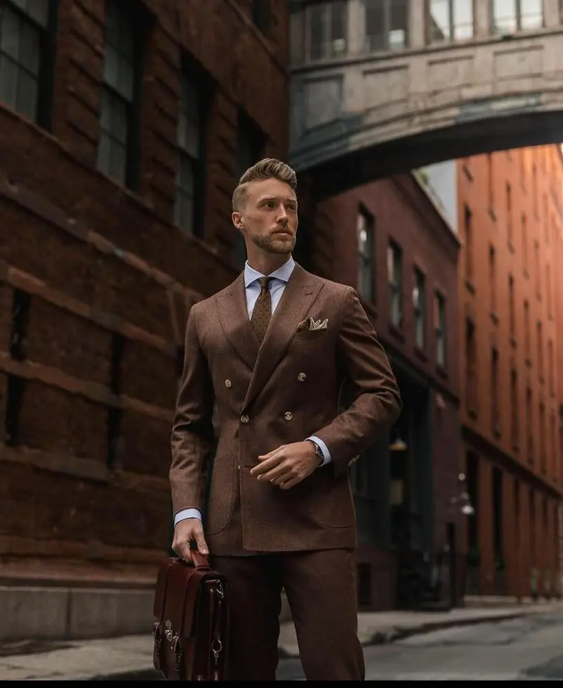 Business Men Suits Slim Fit Tuxedo Jacket Coats Groom Wedding Formal Tailored 2pcs