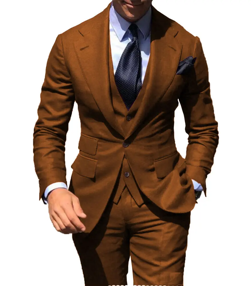 Classic Mens 3PCS  Suits Tuxedo Wedding Blazer Prom Wool Groomsman  Work
