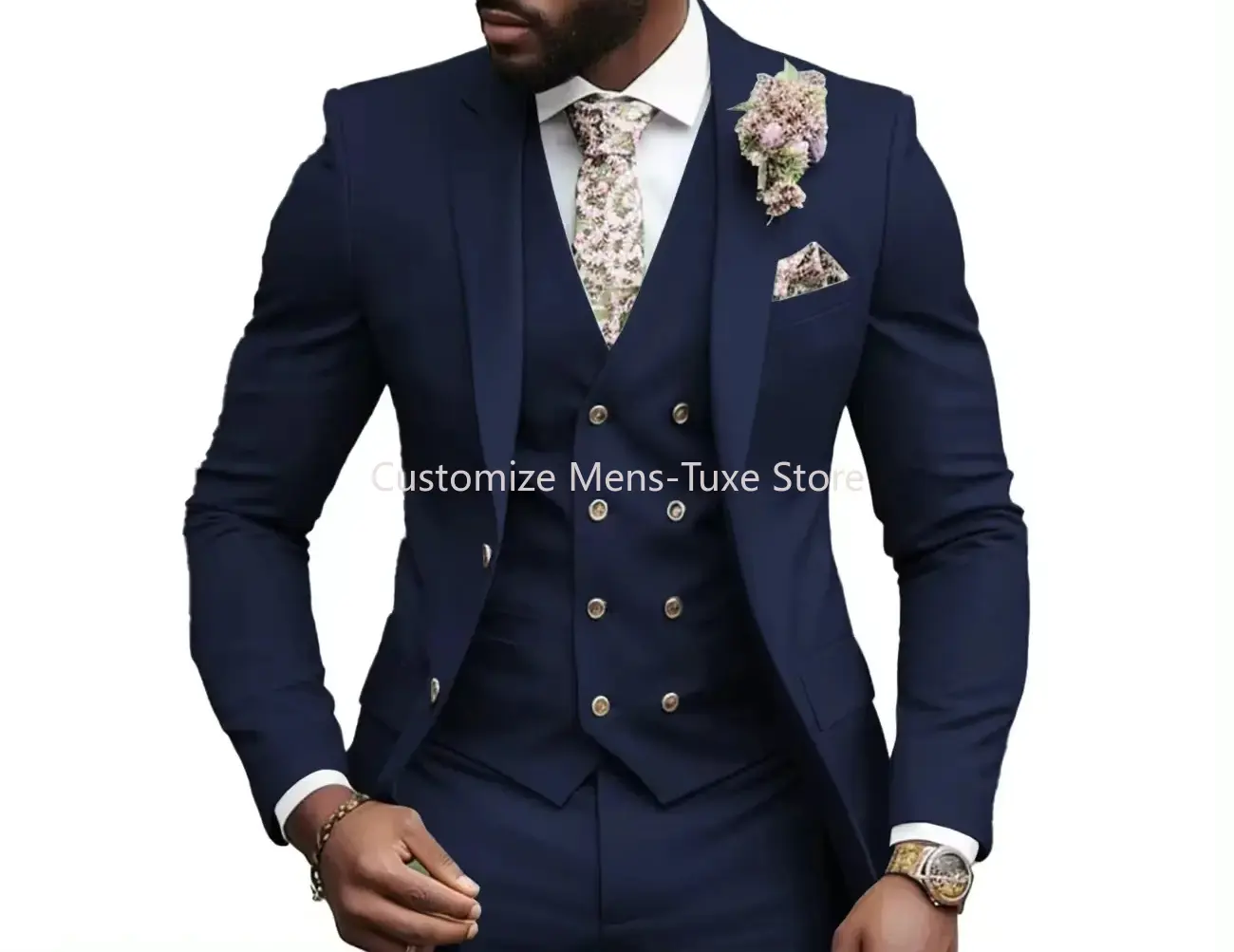 Latest Men Suits 3 Pieces Set Formal Business Slim Fit Suit for Men Wedding Groom Prom Tuxedos Luxury Man Dress Coat Vest Pant