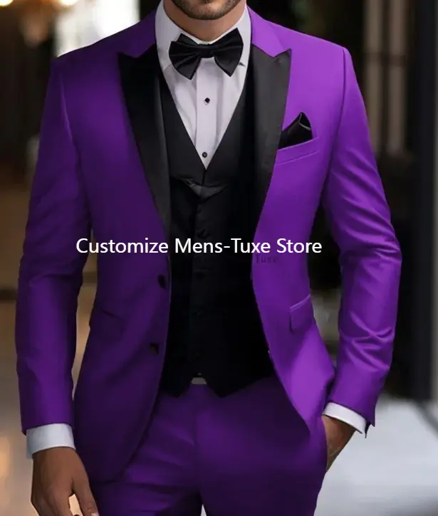 Costume Homme Red Jacket Pants with Black Vest 3 Piece Single Breasted Peak Lapel Regular Length Slim Fit Wedding Outfits Slim