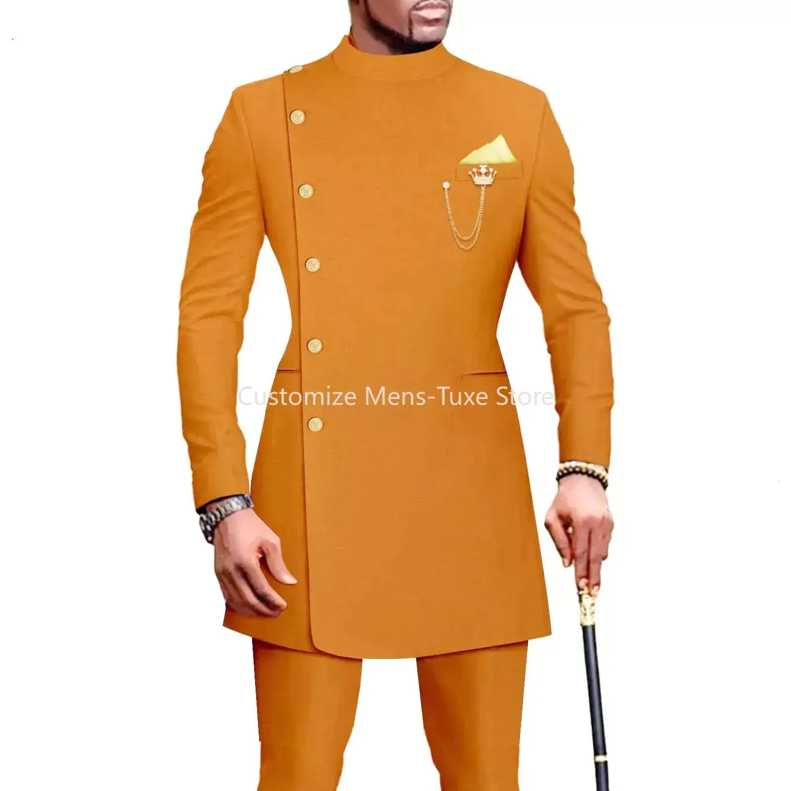 Mens Suits Blazers African Clothes for Men Suit 2 Piece Jacket Pants Traditional Wedding Slim Fit Solid Color Festival Party