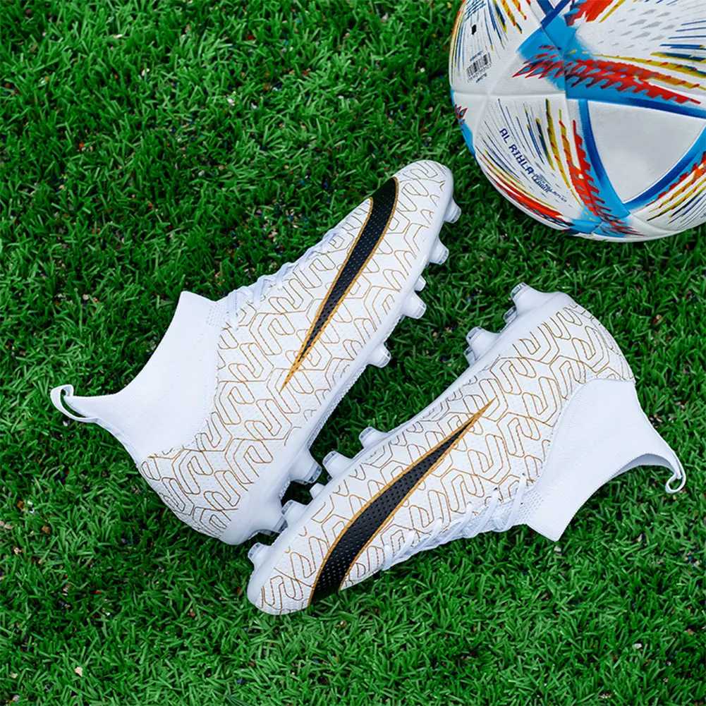Men's and Women's Soccer Cleats Firm Ground Soccer Shoes Lightweight Football Cleats High-top Rugby Boots