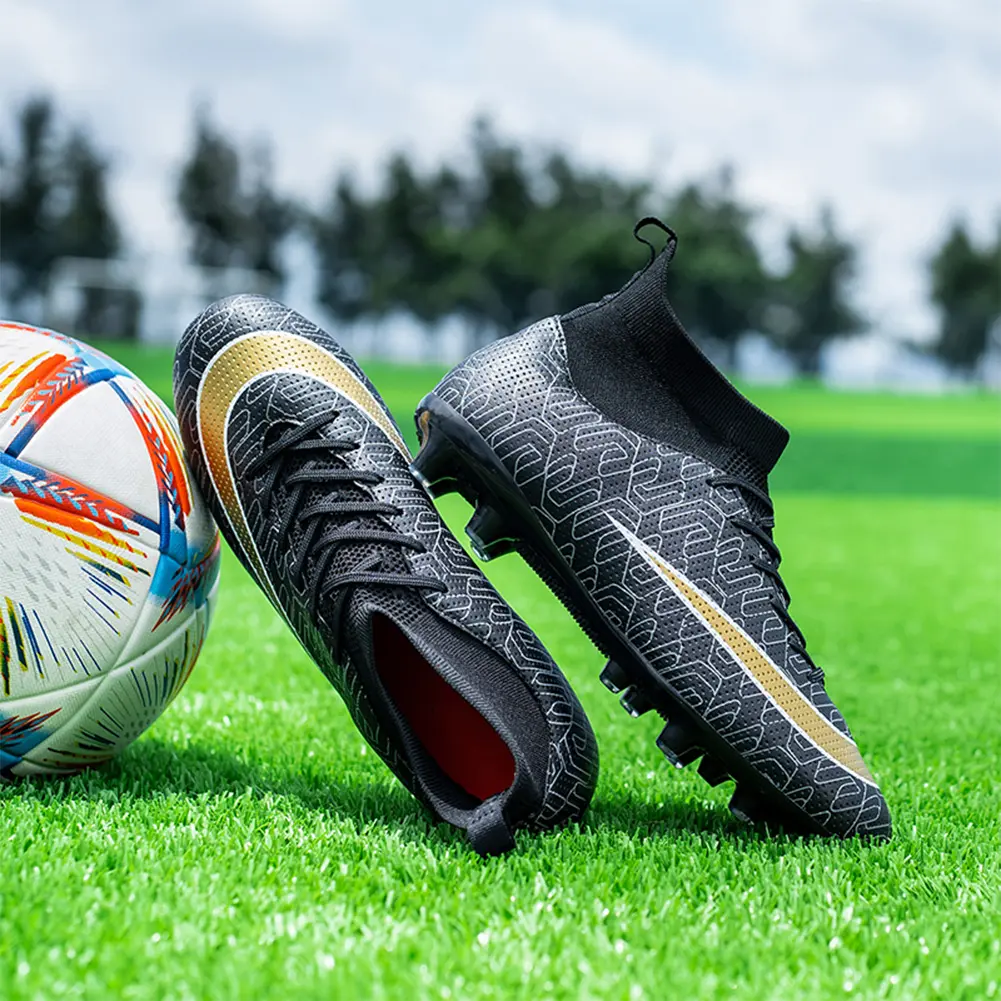 Men's and Women's Soccer Cleats Firm Ground Soccer Shoes Lightweight Football Cleats High-top Rugby Boots