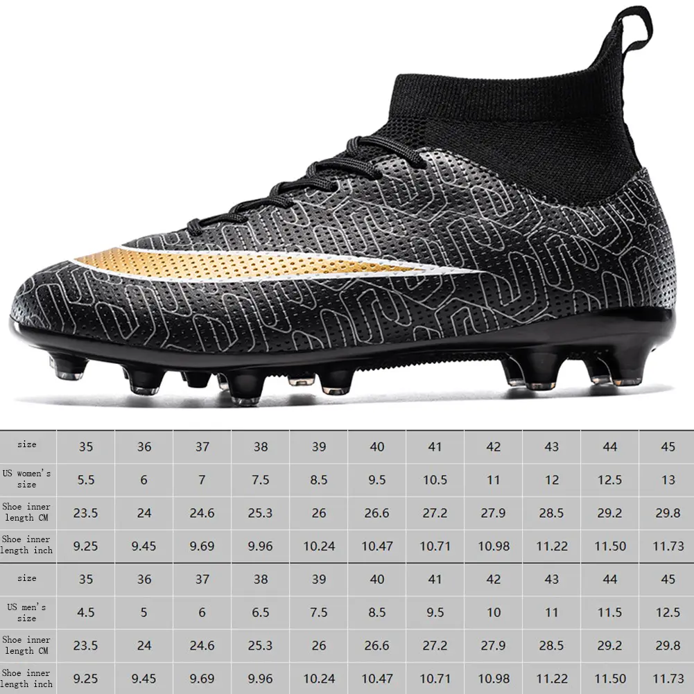 Men's and Women's Soccer Cleats Firm Ground Soccer Shoes Lightweight Football Cleats High-top Rugby Boots