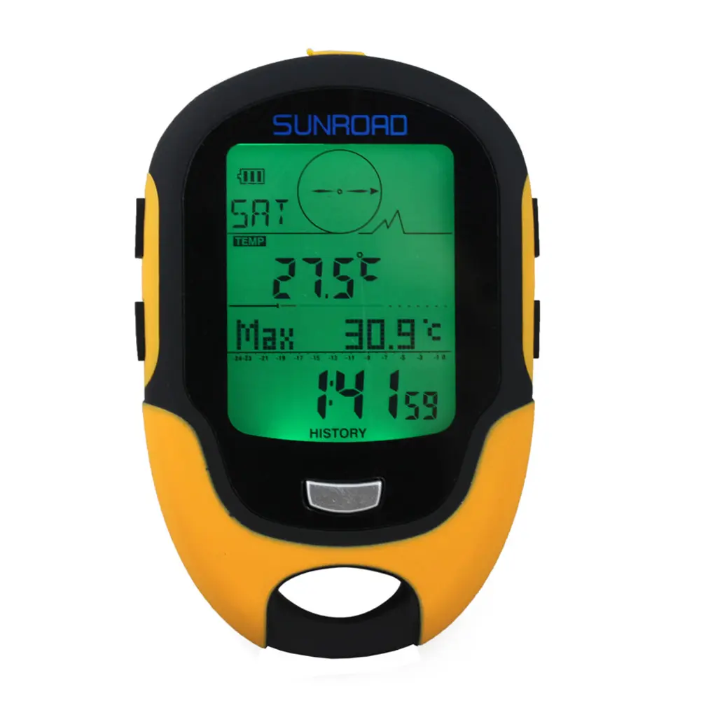 Multifunctional Thermometer Hygrometer Rechargeable GPS Navigation Receptor with LED Flashlight for Camping Hiking Outdoors