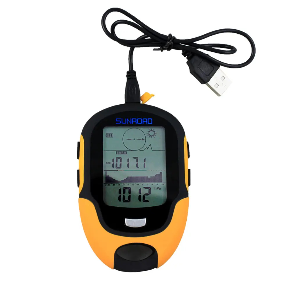 Multifunctional Thermometer Hygrometer Rechargeable GPS Navigation Receptor with LED Flashlight for Camping Hiking Outdoors