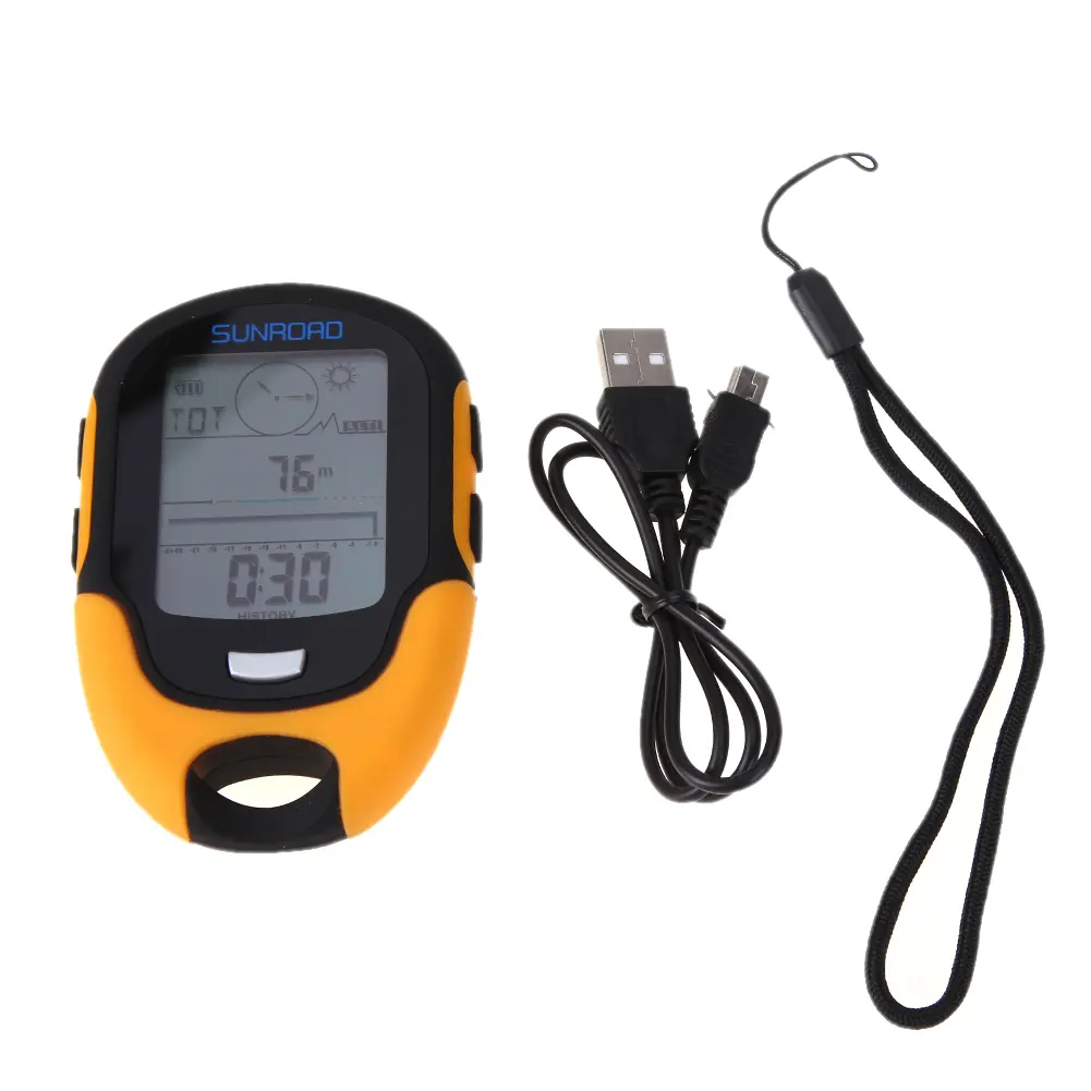 Multifunctional Thermometer Hygrometer Rechargeable GPS Navigation Receptor with LED Flashlight for Camping Hiking Outdoors