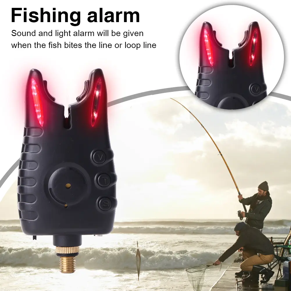 8 LED Fishing Bite Alarm Adjustable Tone Volume Sensitivity Carp Fishing Tackle