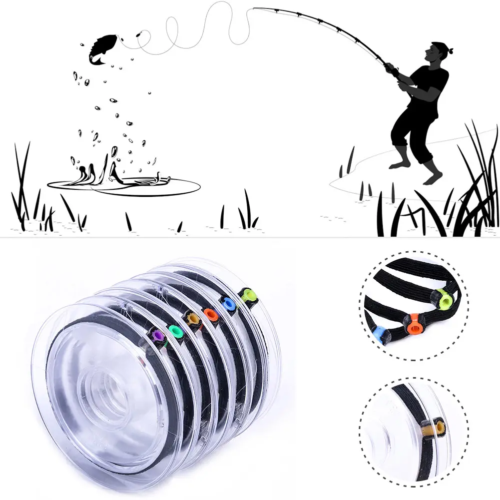 6pcs Fishing Tippet Spool Ring Elastic Fishing Wire Loop Leader Leading Rope Replacement Tackle Tool Fishing Accessories