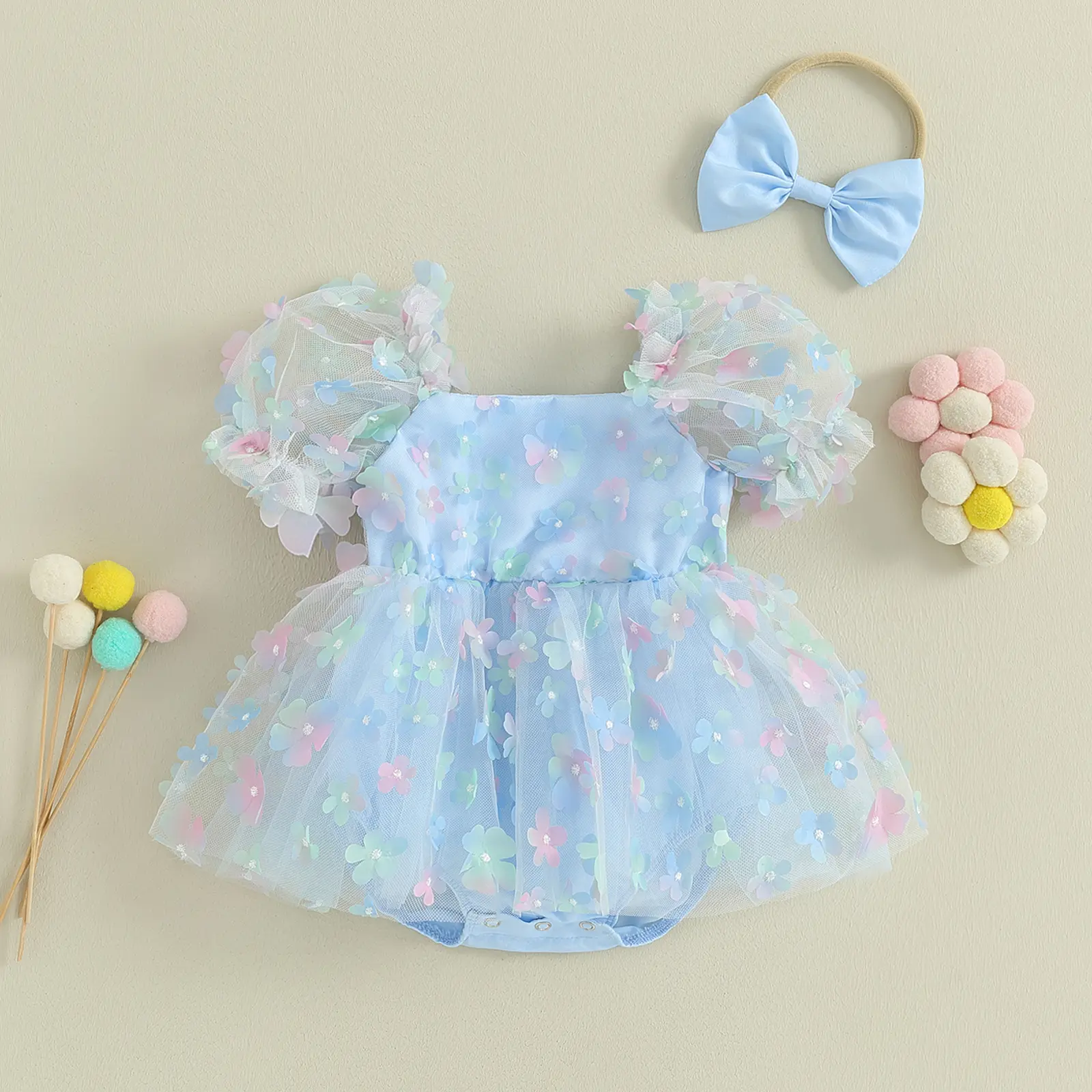 ma&baby 0-18M Baby Girl Romper Newborn Infant Toddler Jumpsuit Princess Tulle Floral Embroidery Sunsuit Playsuit Summer Outfits