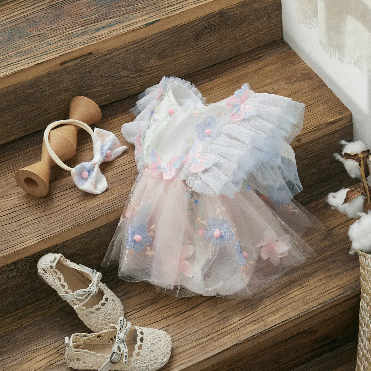 ma&baby 0-18M Baby Girl Romper Newborn Infant Toddler Tulle Ruffle Butterfly Embroidery Jumpsuit Princess Summer Outfits