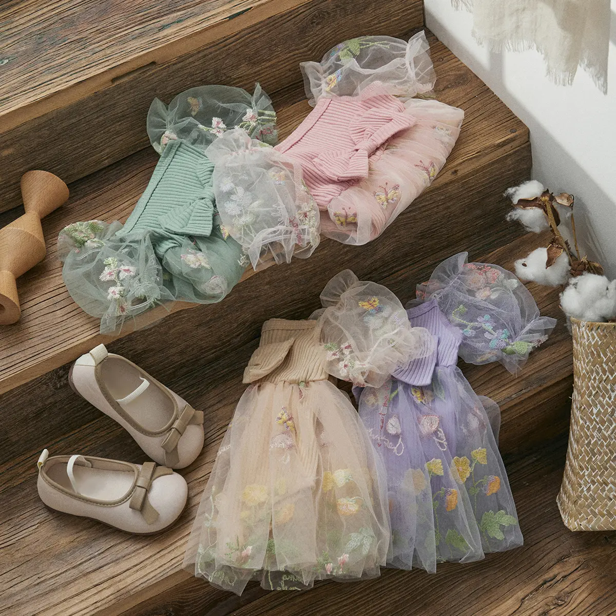 ma&baby 0-24M Baby Girl Romper Newborn Infant Toddler Jumpsuit Princess Floral Embroidery Tulle Sunsuit Summer Headband Outfits