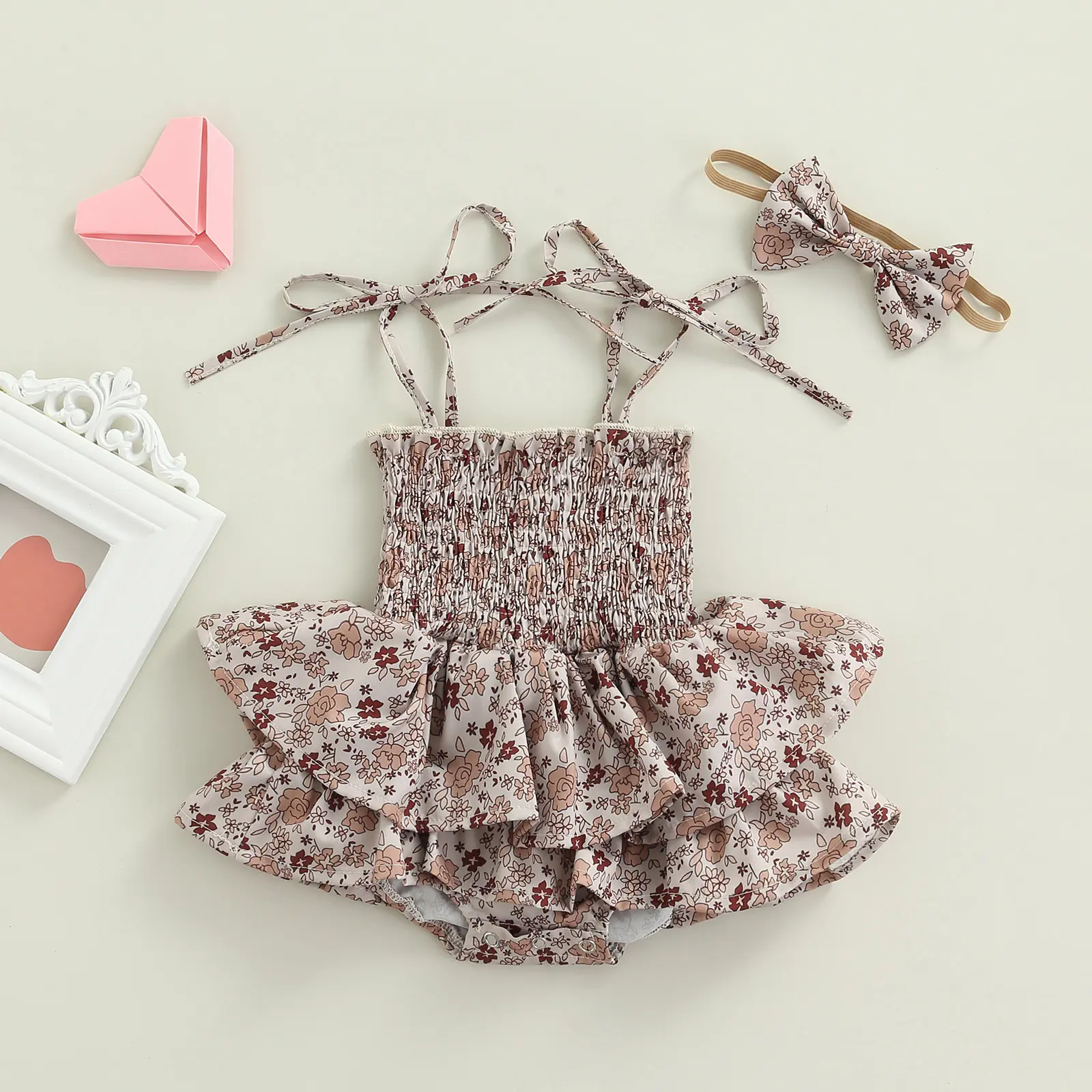 Ma&Baby 0-18M Baby Girl Romper Newborn Infant Girl Jumpsuit Ruffles Floral Print Sleeveless Sunsuit Overalls Summer Outfits