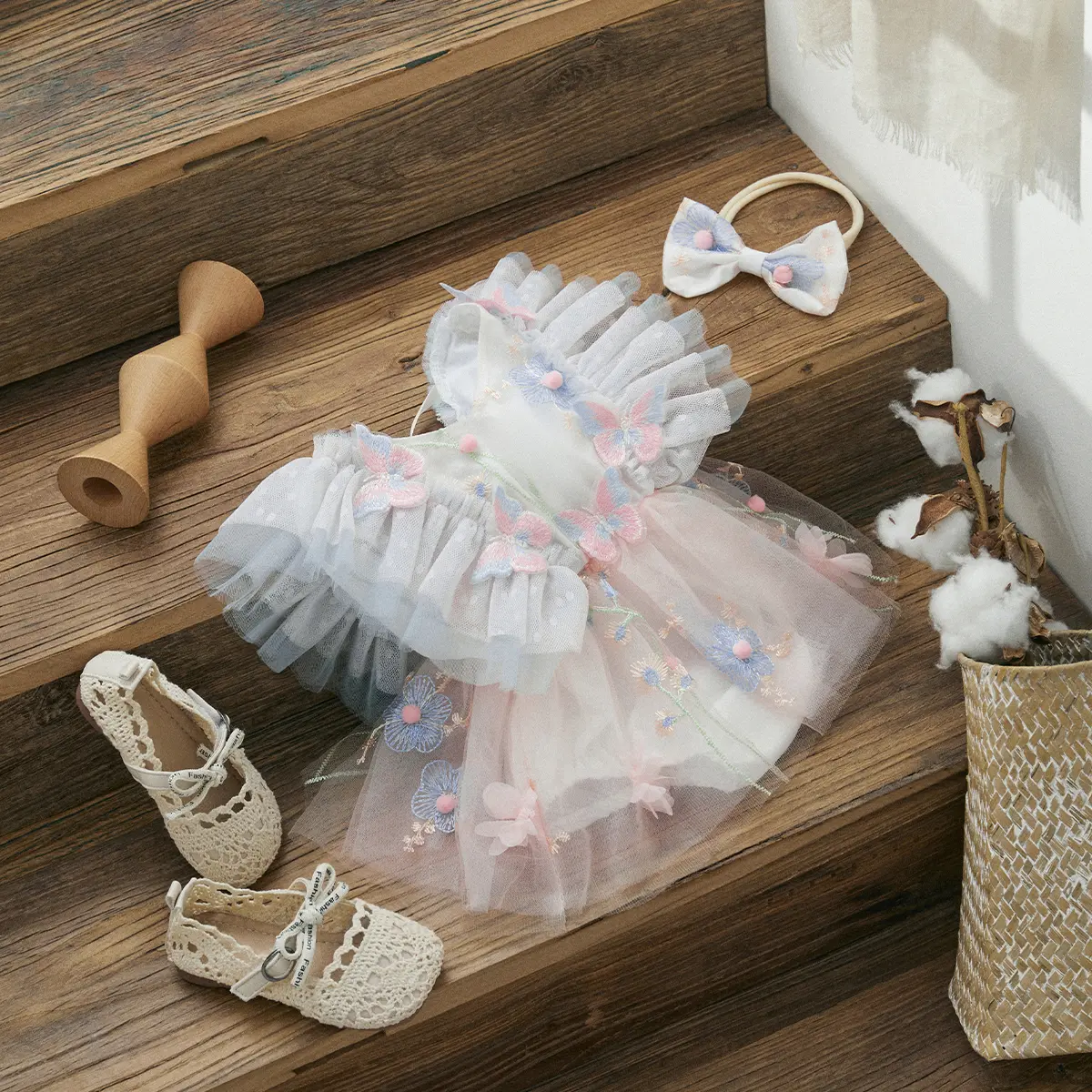 ma&baby 0-18M Baby Girl Romper Newborn Infant Toddler Tulle Ruffle Butterfly Embroidery Jumpsuit Princess Summer Outfits
