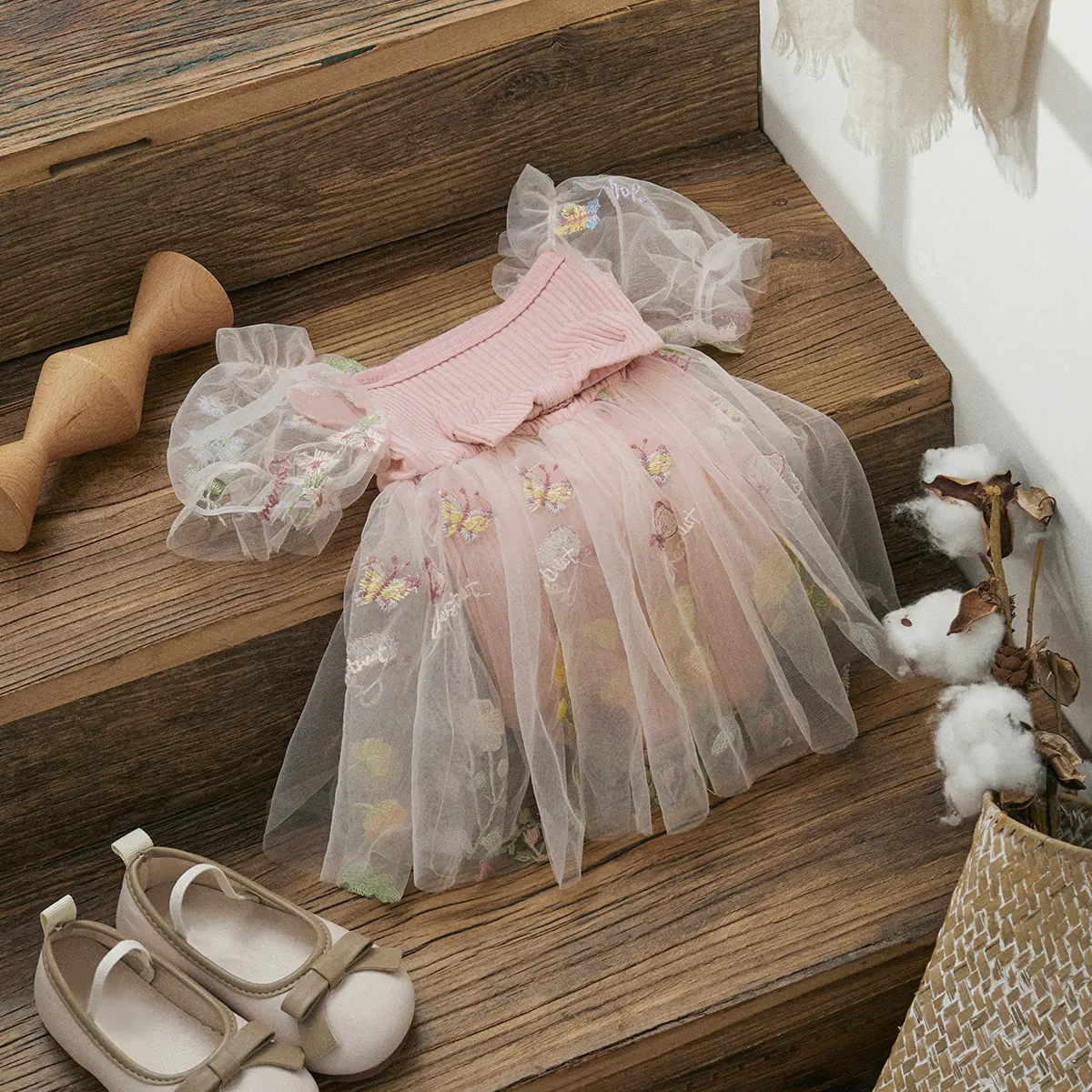 ma&baby 0-24M Baby Girl Romper Newborn Infant Toddler Jumpsuit Princess Floral Embroidery Tulle Sunsuit Summer Headband Outfits