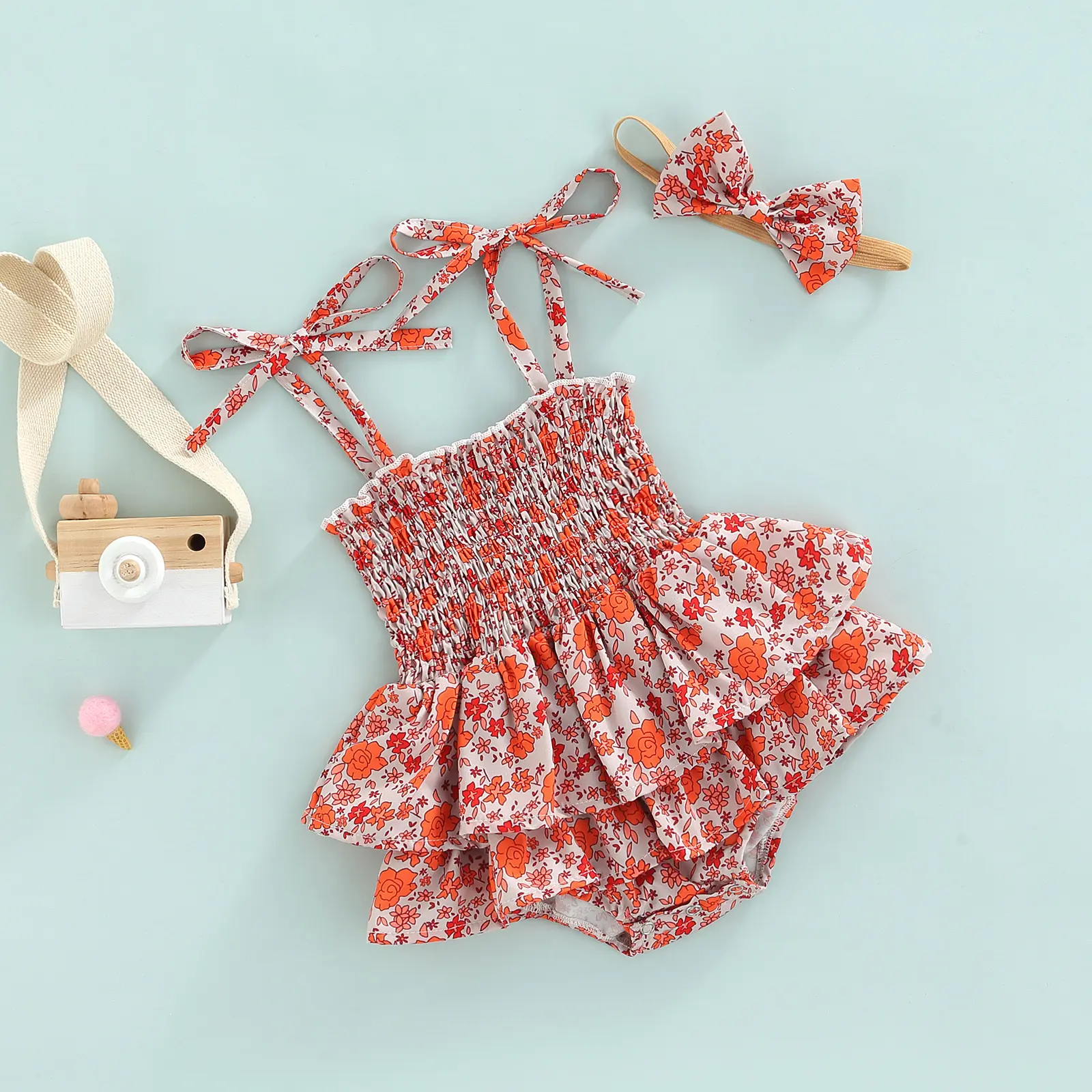 Ma&Baby 0-18M Baby Girl Romper Newborn Infant Girl Jumpsuit Ruffles Floral Print Sleeveless Sunsuit Overalls Summer Outfits