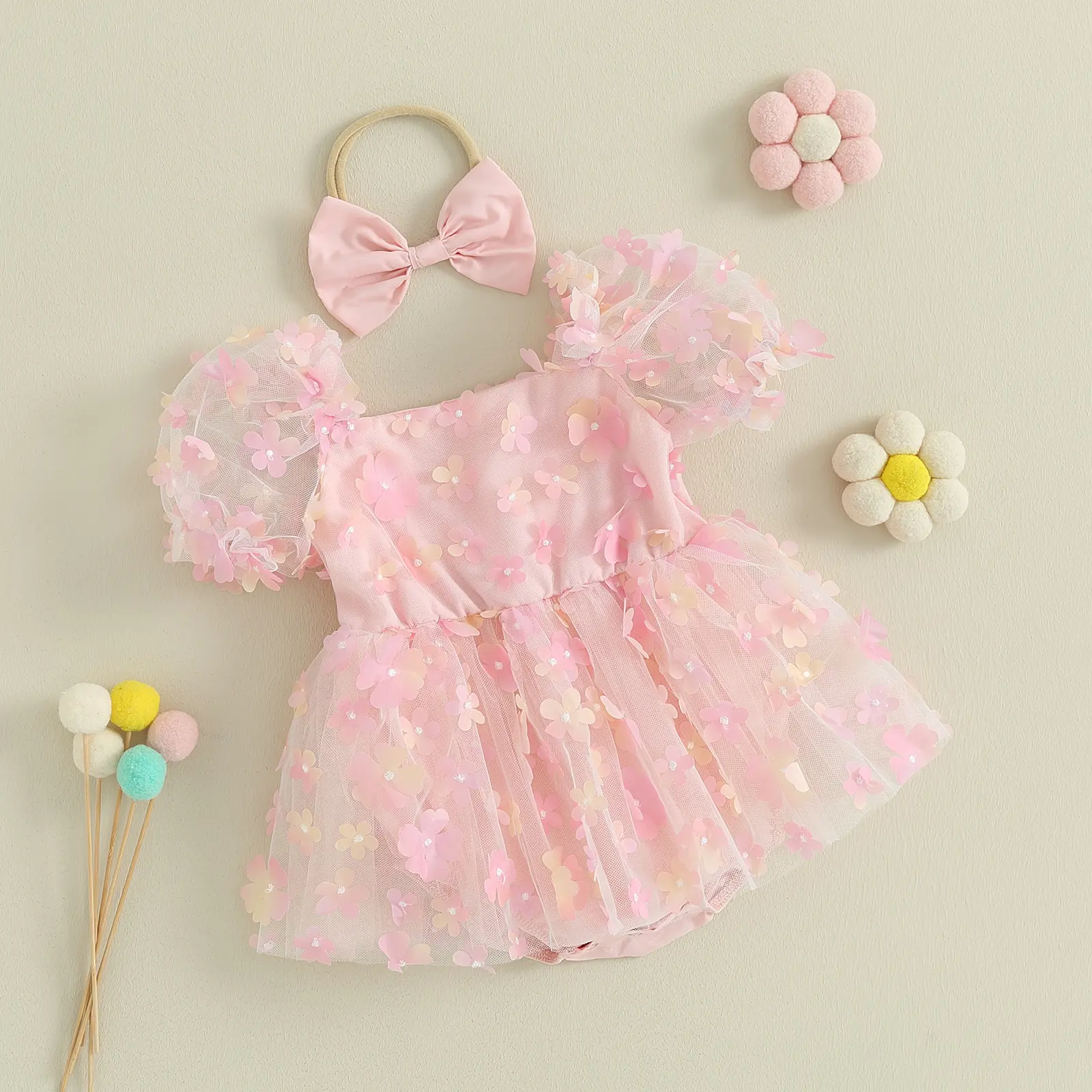 ma&baby 0-18M Baby Girl Romper Newborn Infant Toddler Jumpsuit Princess Tulle Floral Embroidery Sunsuit Playsuit Summer Outfits