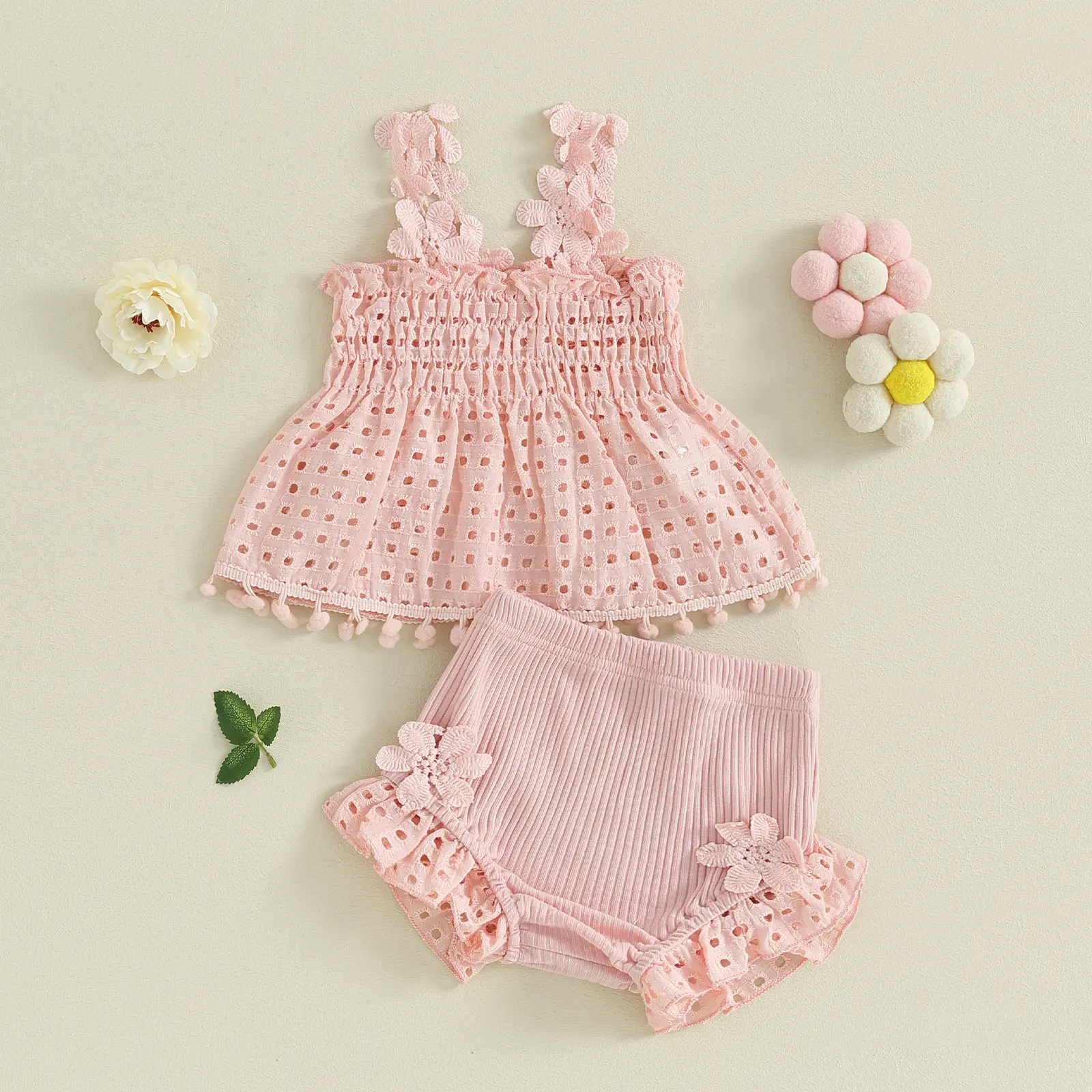 Ma&Baby 0-18M Baby Girls Clothes Sets Newborn Infant Toddler Summer Lace Floarl Sleeveless Tops Shorts Outfits