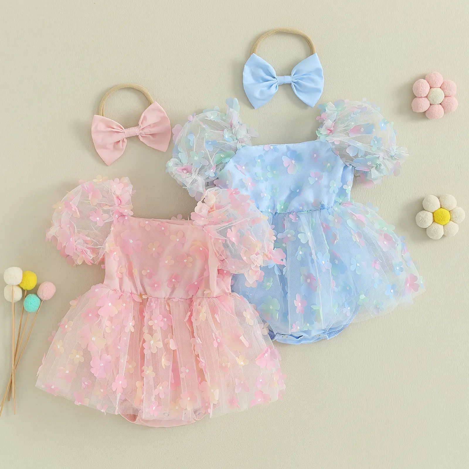ma&baby 0-18M Baby Girl Romper Newborn Infant Toddler Jumpsuit Princess Tulle Floral Embroidery Sunsuit Playsuit Summer Outfits