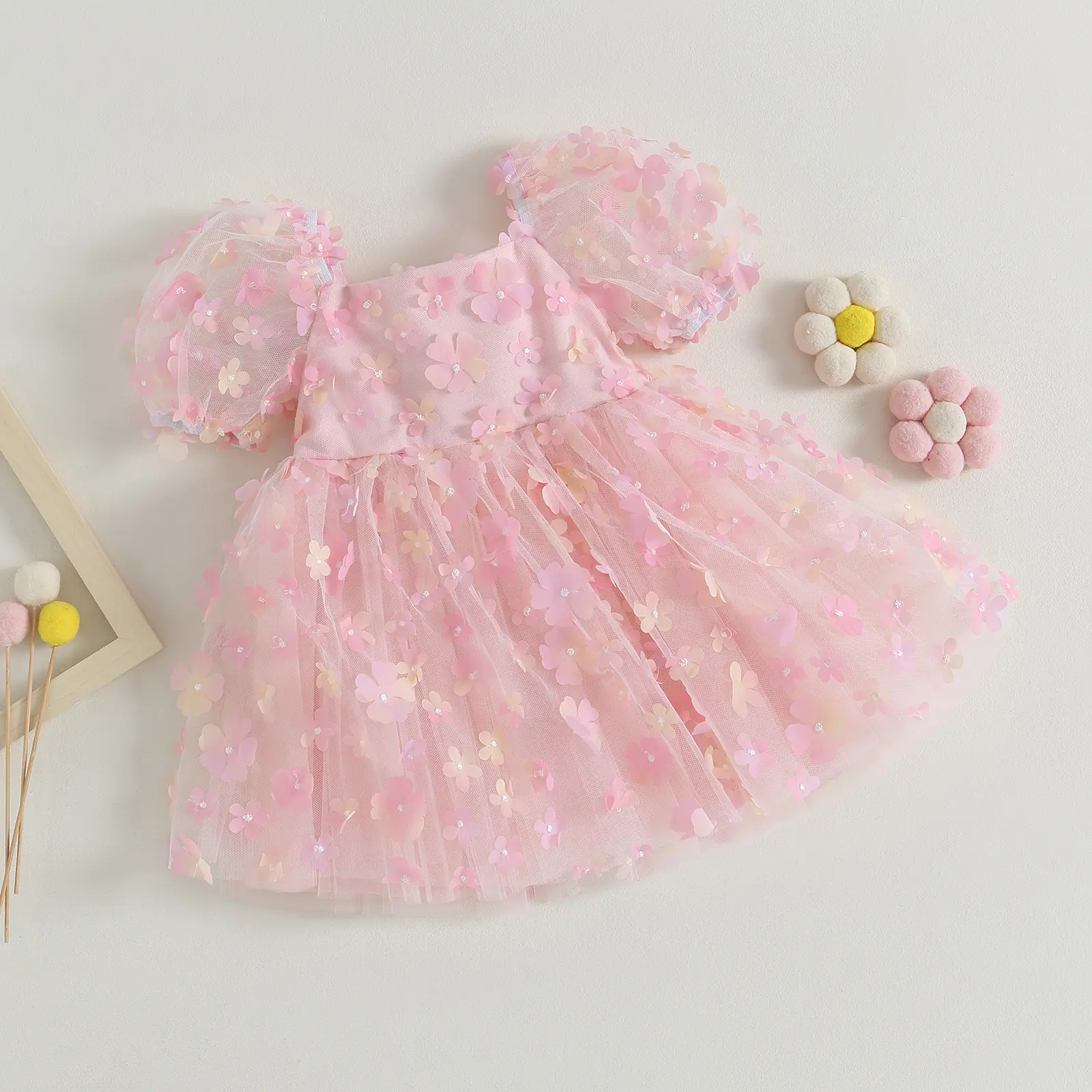 ma&baby 1-6Y Kid Baby Girls Dress Toddler Children Floral Tulle Tutu Party Wedding Birthday Dresses For Girls Summer Clothing