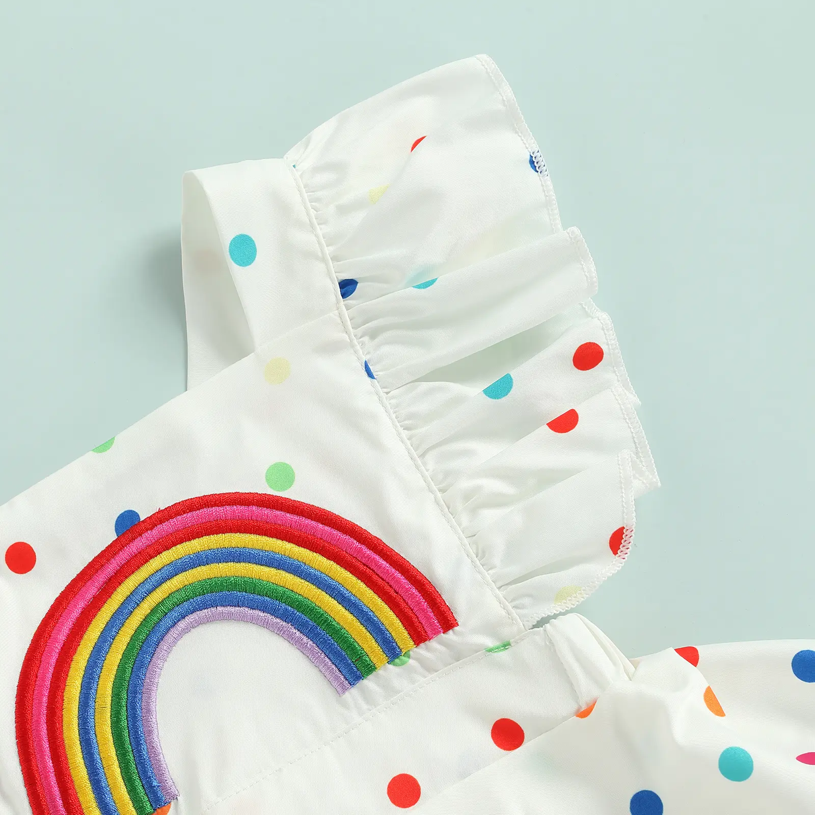 Ma&Baby 0-24M Baby Girls Romper Cute Newborn Infant Toddler Rainbow Dot Print Ruffle Jumpsuit Headband Playsuit Summer Outfits