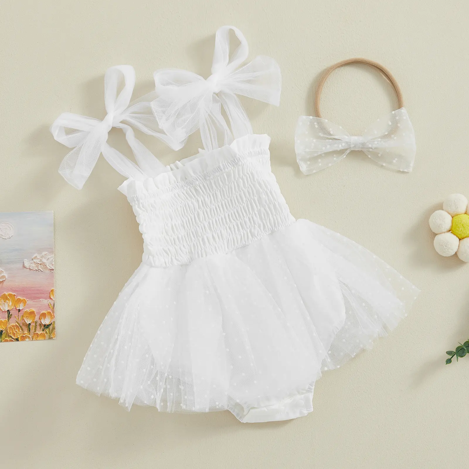 Ma&Baby 0-18M Baby Girl Romper Newborn Infant Girl Tulle Jumpsuit Ruffles Princess Sleeveless Sunsuit Overalls Summer Outfits