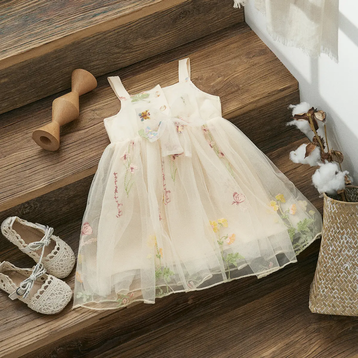 ma&baby 9M-4Y Toddler Baby Kid Girl Dress Infant Princess Summer Tulle Floral Embroidery Birthday Party Dresses For Girls