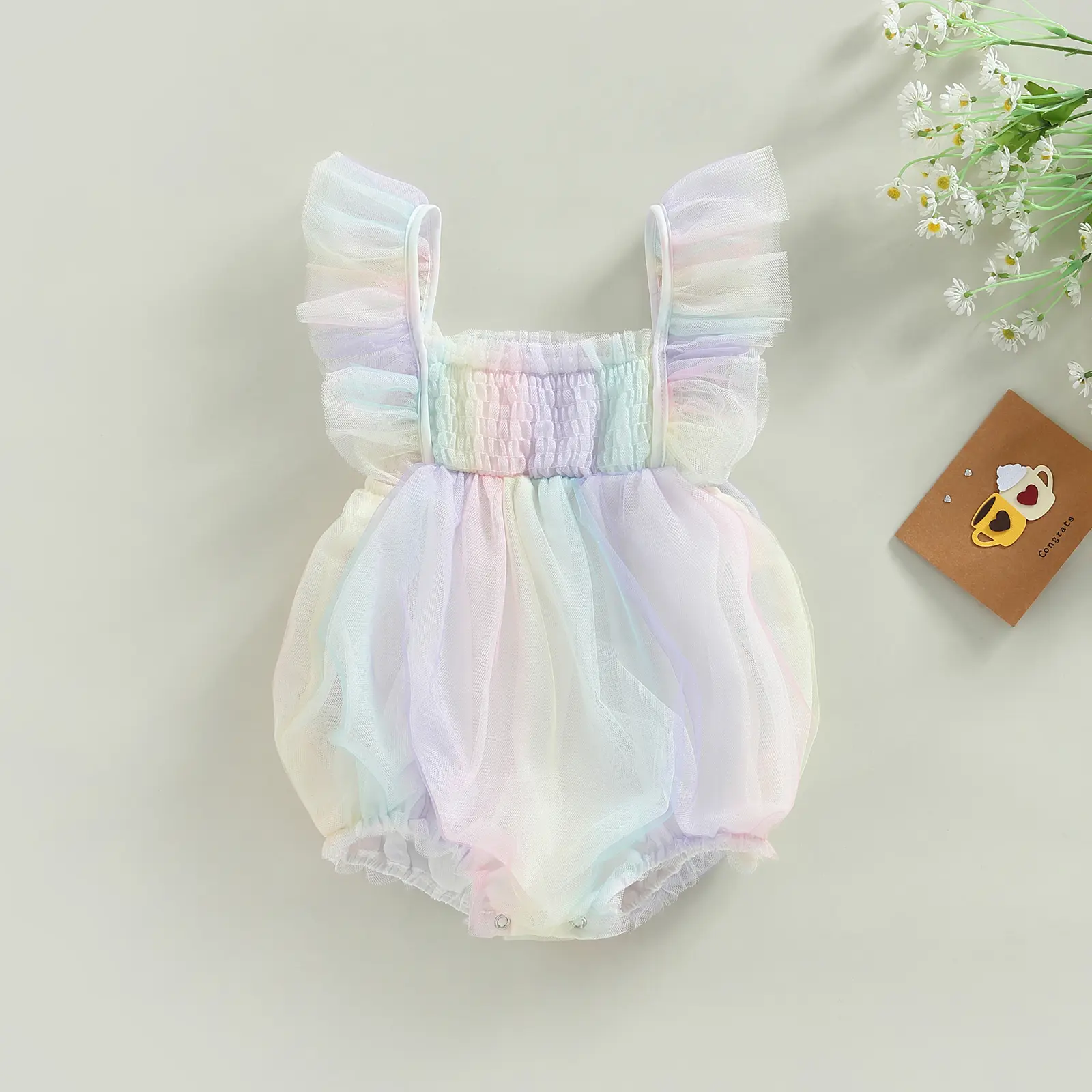 ma&baby 0-18M Baby Girl Romper Toddler Newborn Infant Jumpsuit Rainbow Color Tulle  Princes Summer Clothes