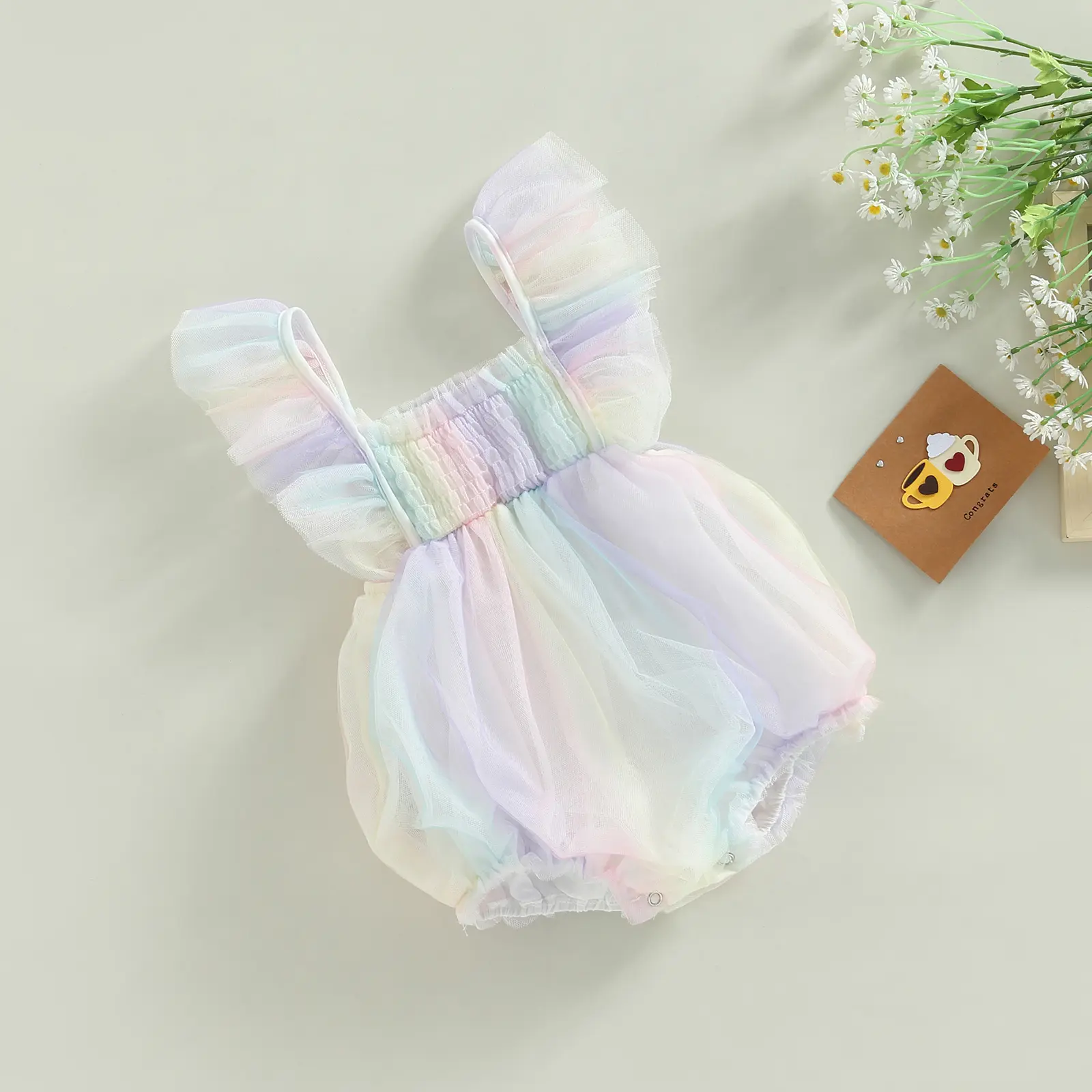ma&baby 0-18M Baby Girl Romper Toddler Newborn Infant Jumpsuit Rainbow Color Tulle  Princes Summer Clothes