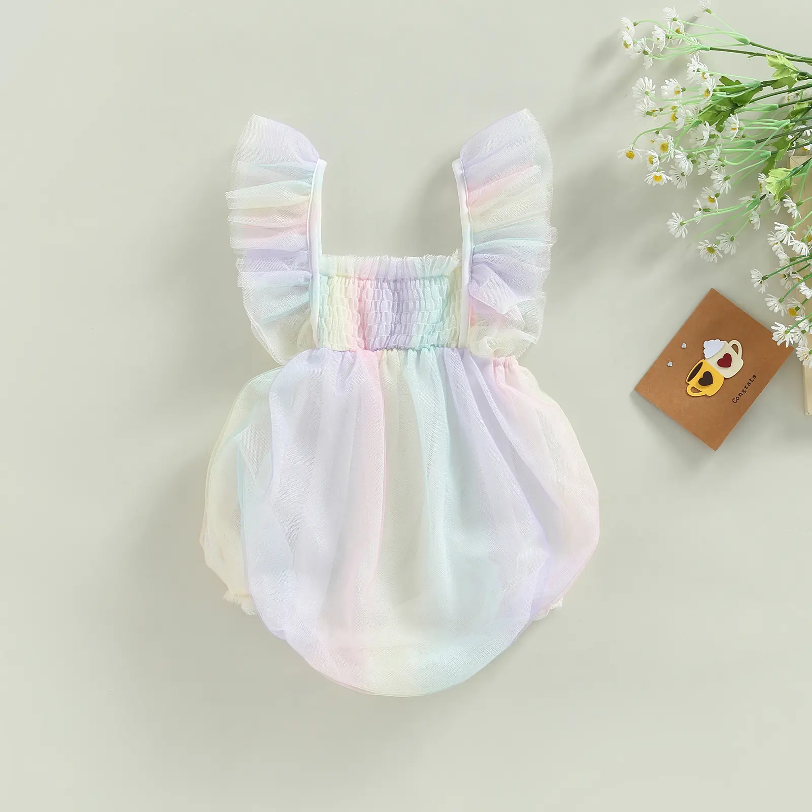 ma&baby 0-18M Baby Girl Romper Toddler Newborn Infant Jumpsuit Rainbow Color Tulle  Princes Summer Clothes