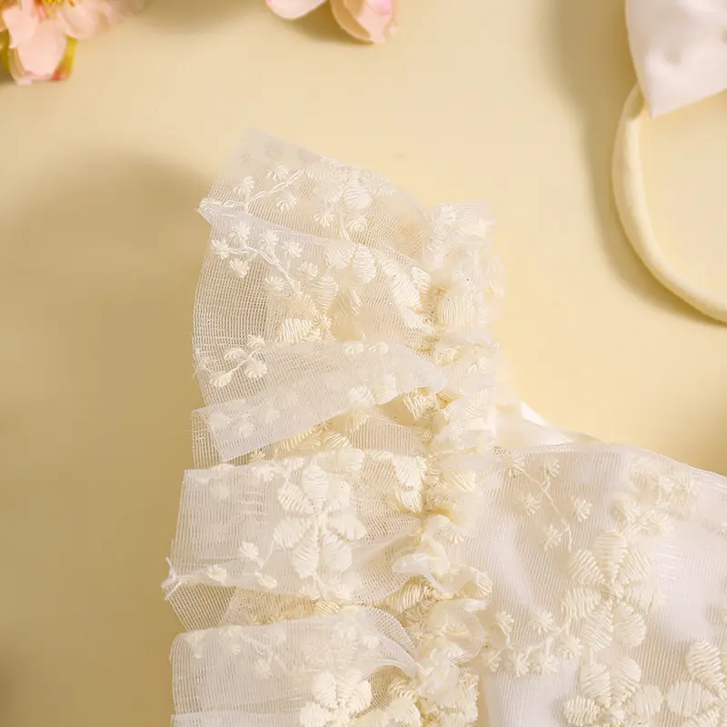 ma&baby 0-24M Baby Girl Rompers Newborn Infant Toddler Lace Ruffle Jumpsuit Princess Summer Headband Outfits