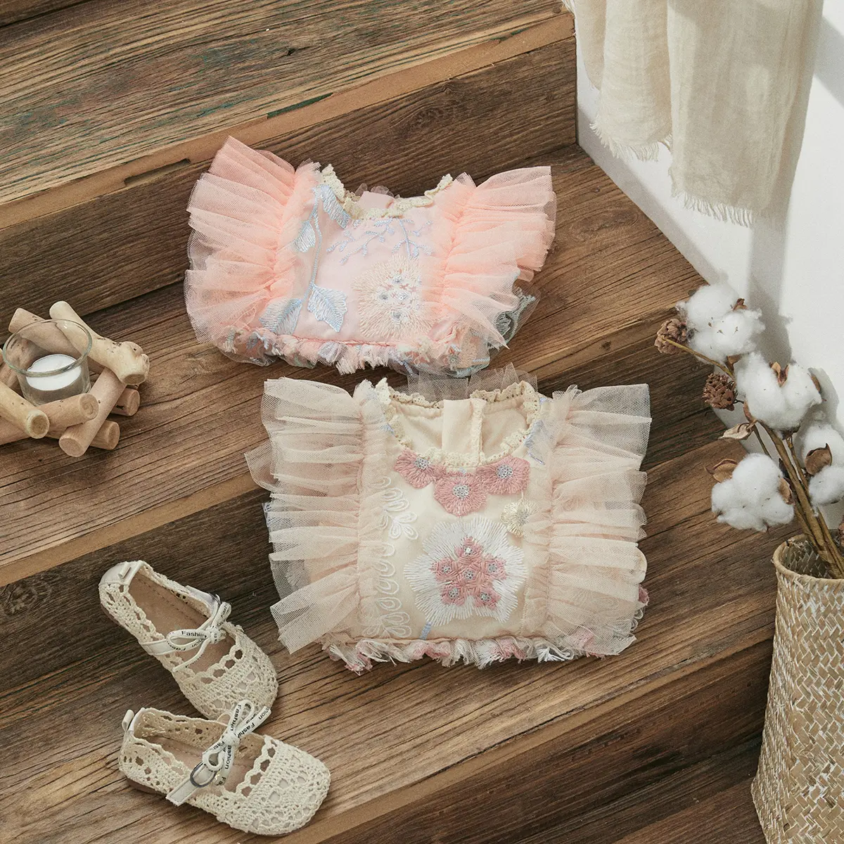 ma&baby 0-24M Baby Girl Romper Newborn Toddler Infant Girl Tulle Jumpsuit Floarl Embroidery Princess Clothes Outfits