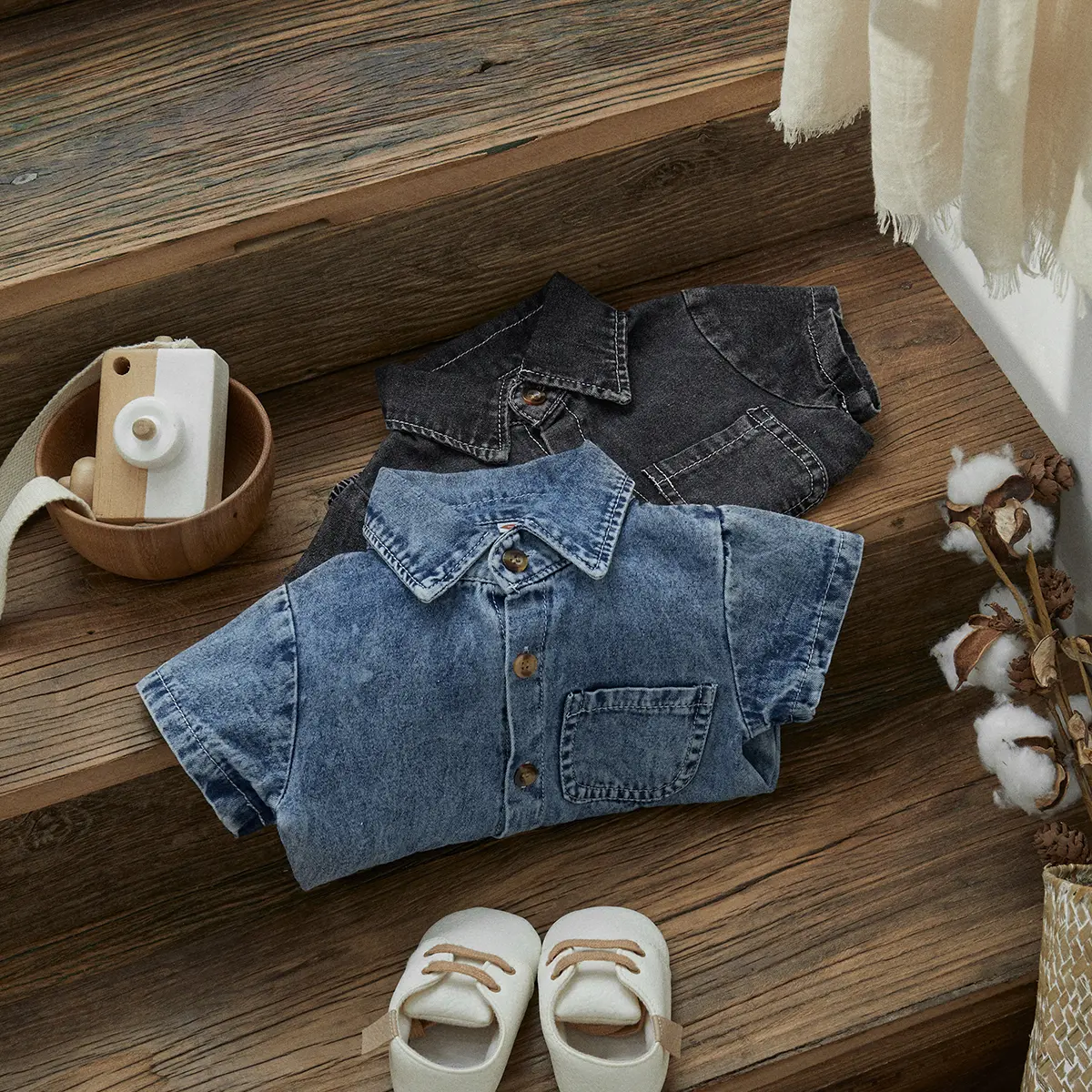 ma&baby 0-18M Baby Boy Girl Denim Romper Newborn Infant Toddler Jumpsuit Solid Color Short Sleeve  Summer Clothing