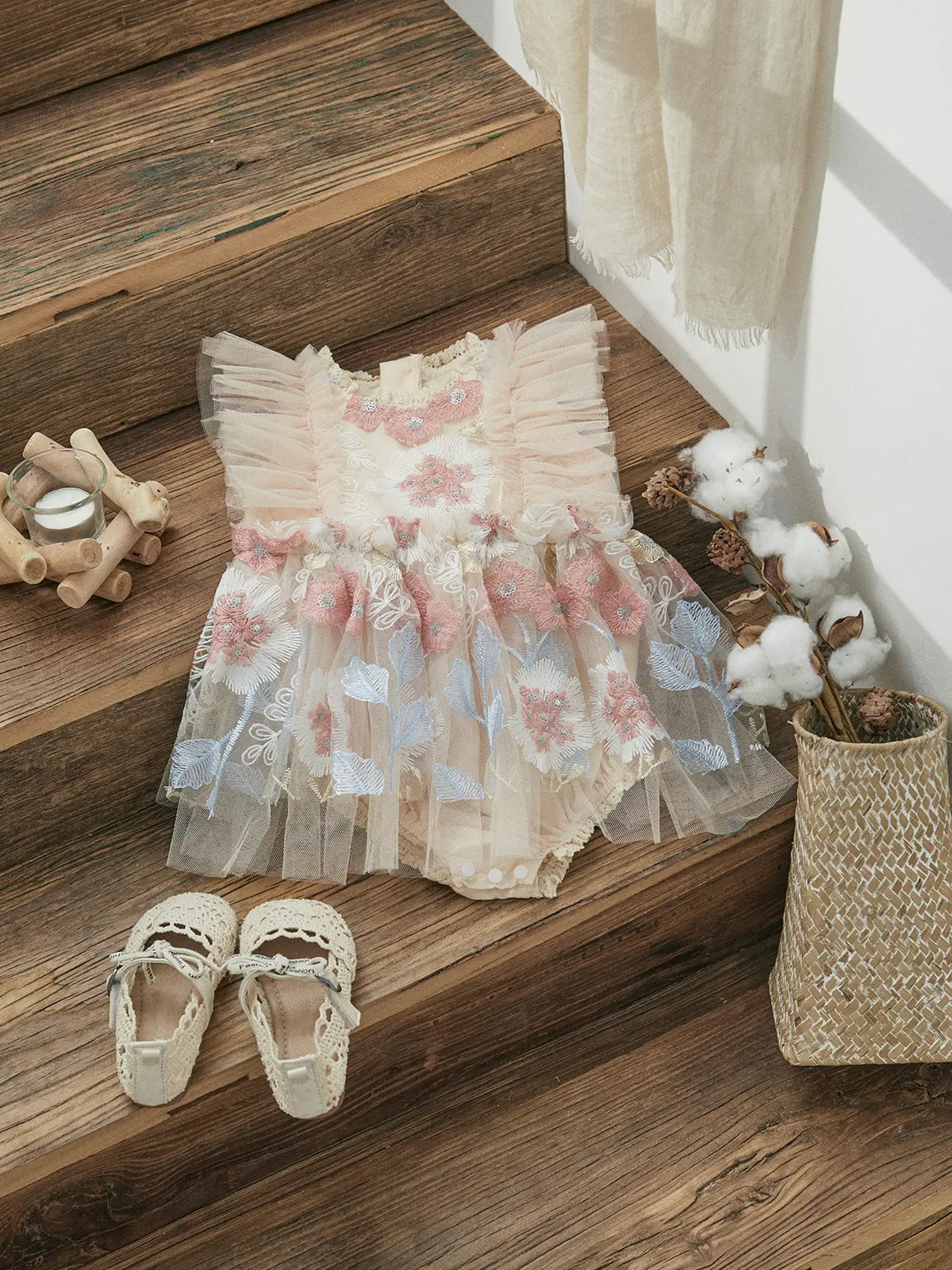 ma&baby 0-24M Baby Girl Romper Newborn Toddler Infant Girl Tulle Jumpsuit Floarl Embroidery Princess Clothes Outfits