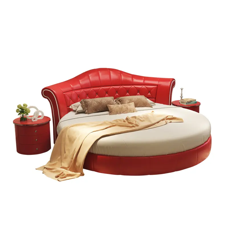 Princess Pretty Pink Double Bed Modern King Size Queen Comfortable Round Bed Luxury Bedframe Camas Twin Bedroom Furniture