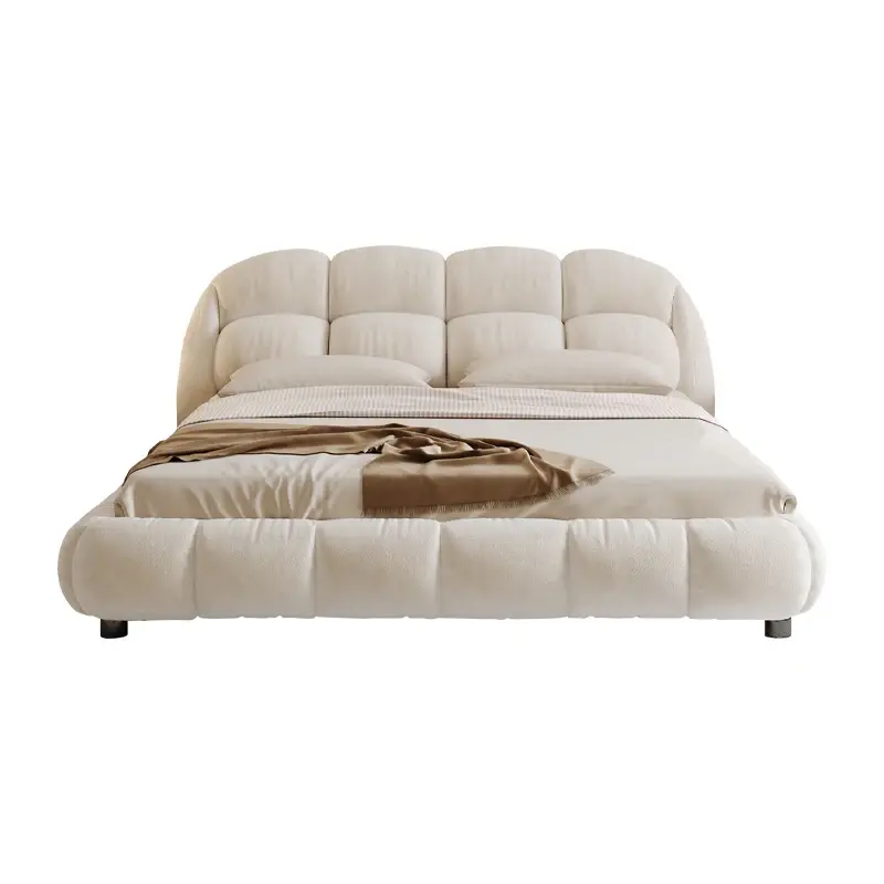 White Wood Frame Bed Velvet Princess Designer High Bedroom Double Bed Bases Frames Full Size Cama Grande Bedroom Furniture