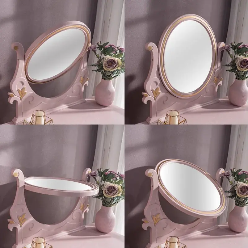 Girls Modern Drawers Vanity Table Storage Mirror Stool Space Saving Dressers Makeup Bedroom Coiffeuse Chambre Home Furniture