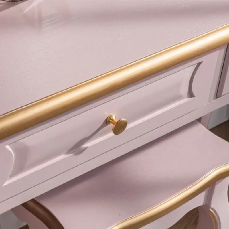 Girls Modern Drawers Vanity Table Storage Mirror Stool Space Saving Dressers Makeup Bedroom Coiffeuse Chambre Home Furniture