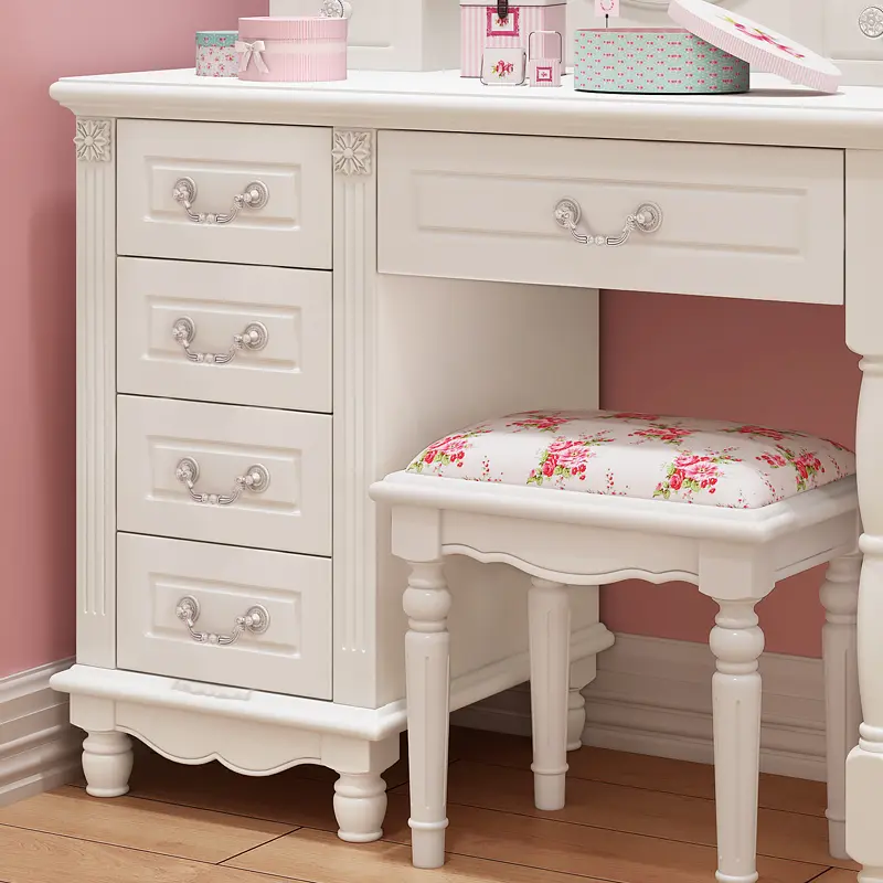 Vanity Stool Dressing Table Essentials Luxury Kawaii White Dressing Table Storage Organizer Mesa Maquillaje Home Furniture