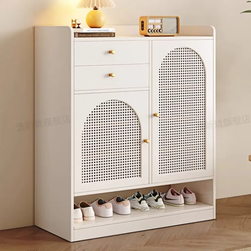 Beutiful Strong Shoe Cabinet White Wood Design Balcony Storage Shoe Rack Space Saving Luxury Armoire Chaussures Home Furniture