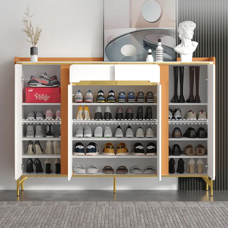 Beutiful Waterproof Shoe Cabinet White Design Luxury Space Saving Shoe Rack Organizer Storage Armoire Chaussures Home Furniture