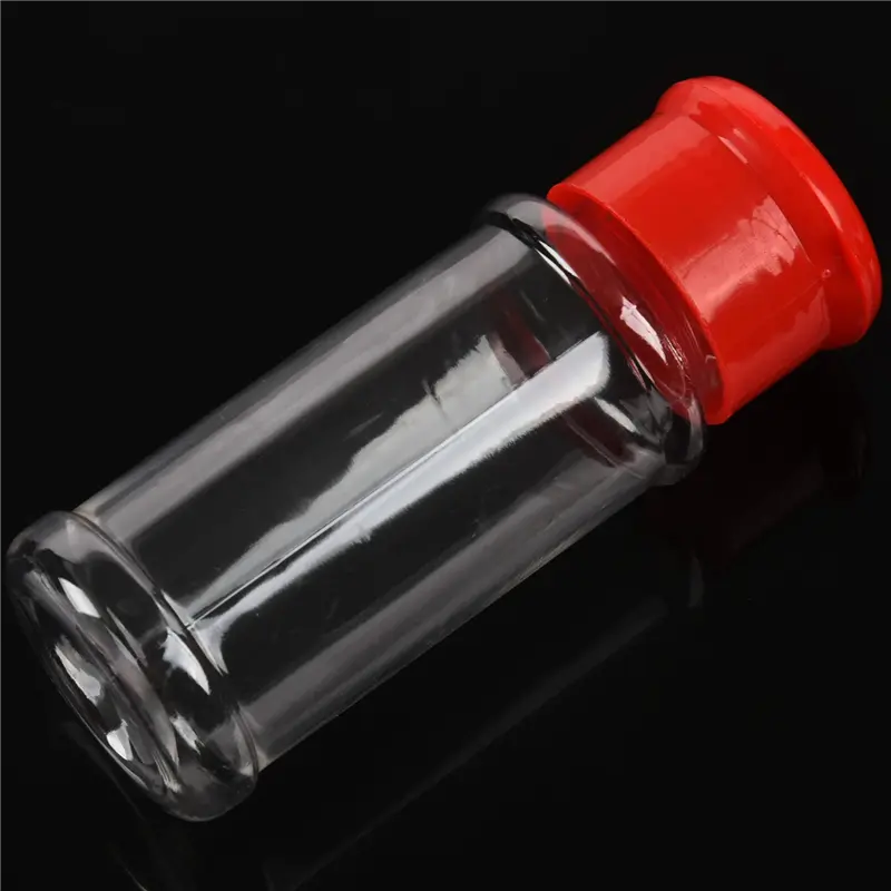 HGHO 96 Pcs Plastic Spice Salt Pepper Shakers Seasoning Jar Can Barbecue Condiment Jar Bottles Cruet Container Box(Red)