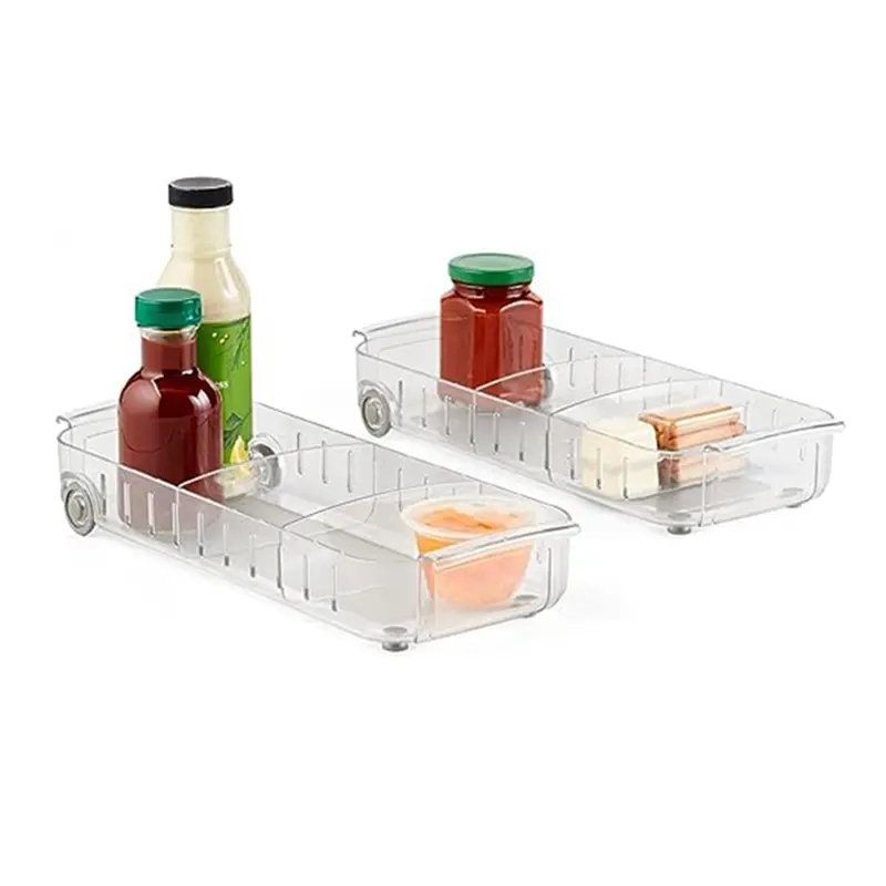HGHO 2 Pack Refrigerator Drawer Storage Box Kitchen Freezer Compartment Storage Box Sundries Storage Box (Large)