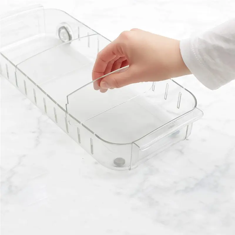 HGHO 2 Pack Refrigerator Drawer Storage Box Kitchen Freezer Compartment Storage Box Sundries Storage Box (Large)