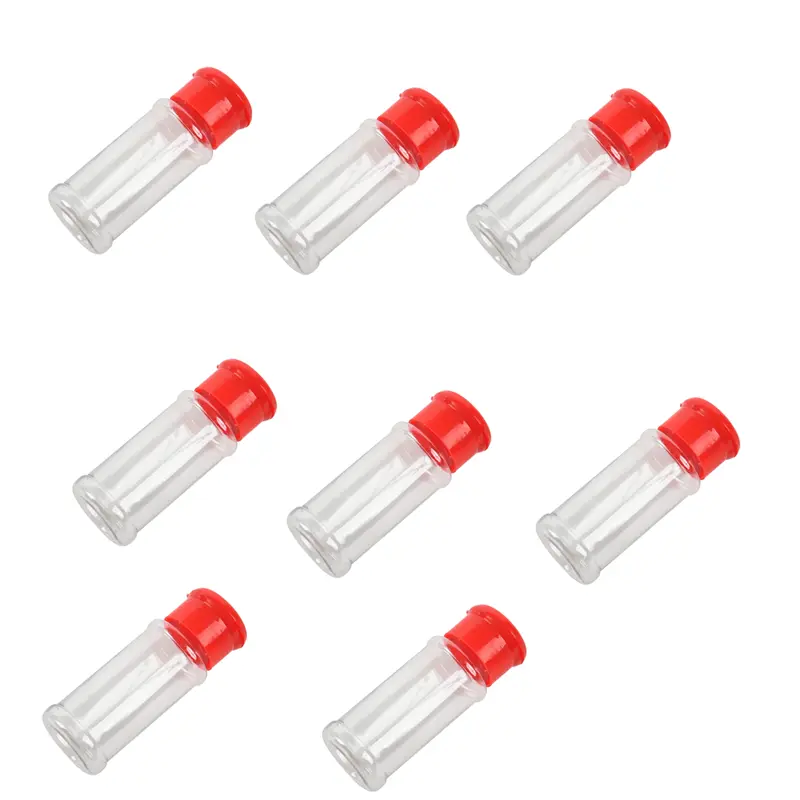 HGHO 96 Pcs Plastic Spice Salt Pepper Shakers Seasoning Jar Can Barbecue Condiment Jar Bottles Cruet Container Box(Red)