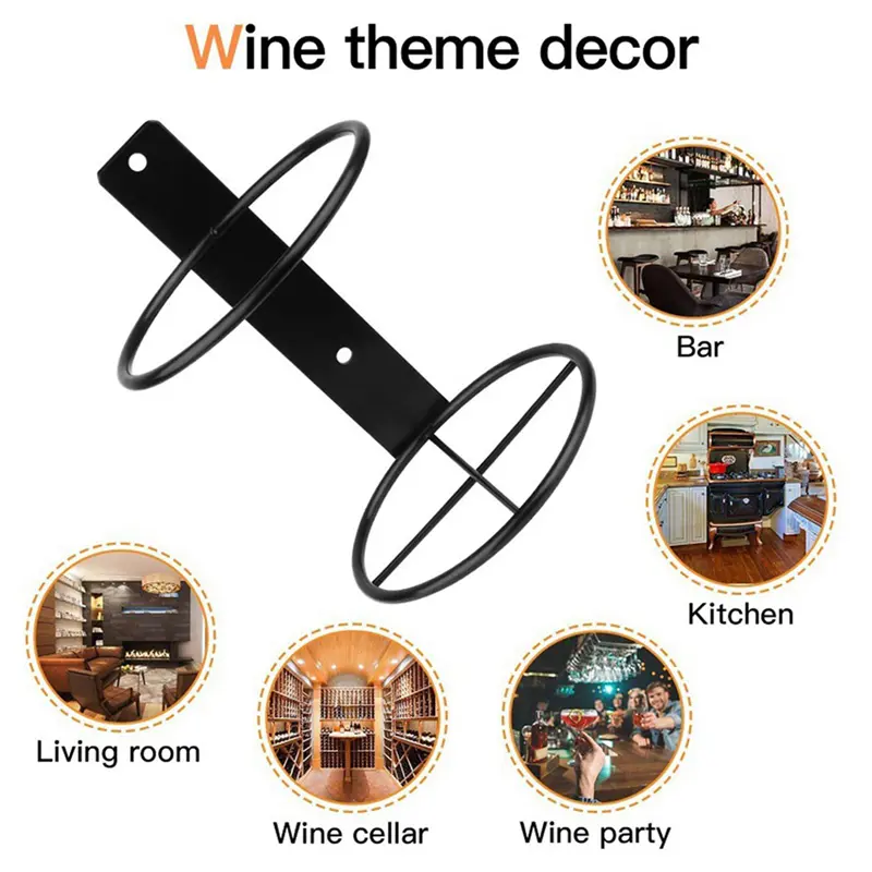 HGHO Wine Wall Holder, 12 Pack Wall Mounted Wine Rack, Metal Wine Bottle Display Holder