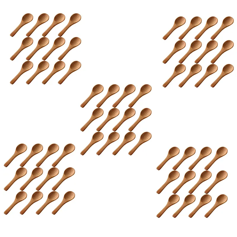 HGHO 250 Pieces Small Wooden Spoons Mini Nature Spoons Wood Honey Teaspoon Cooking Condiments Spoons For Kitchen(Light Brown)