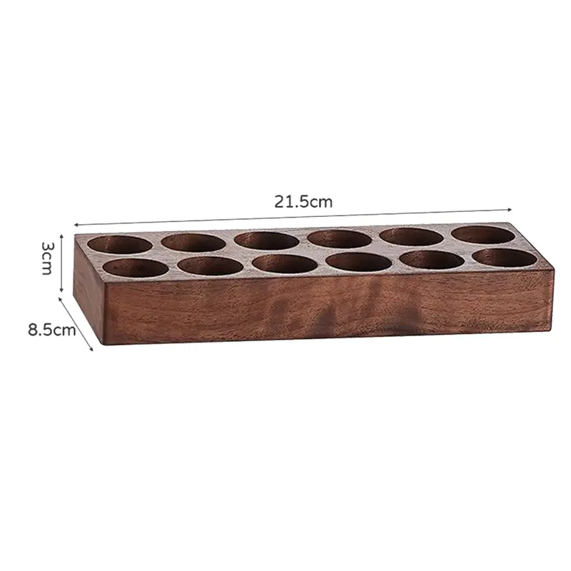 HGHO 12PCS Coffee Bean Storage Tubes Coffee Bean Cellar Wooden Display Stand And Funnel Espresso Accessories Parts