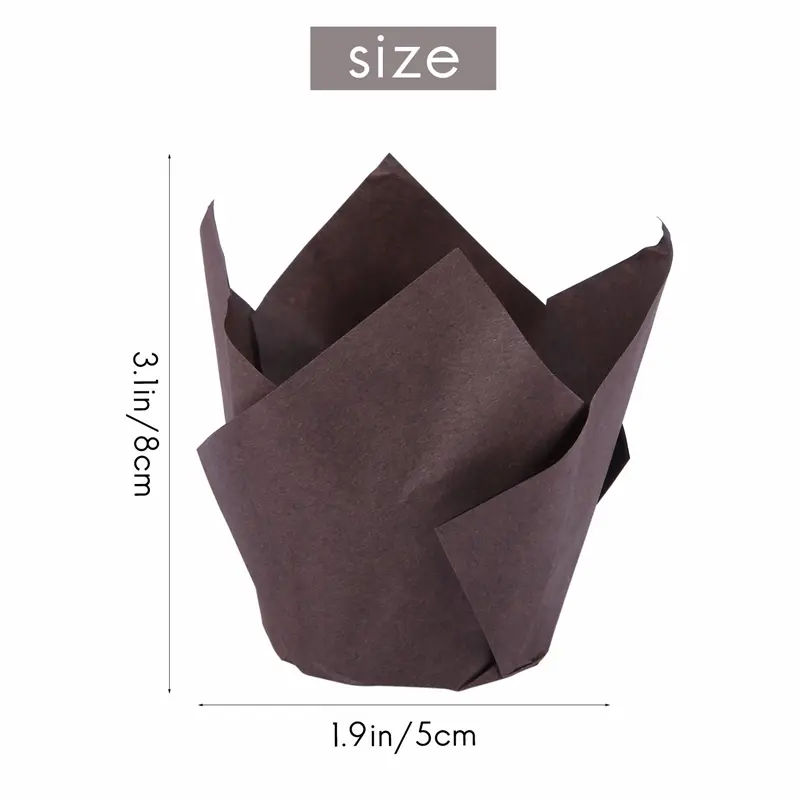 HGHO 600Pcs Tulip Cupcake Baking Cups, Muffin Baking Liners Holders, Rustic Cupcake Wrapper, Brown, White And Nature Color