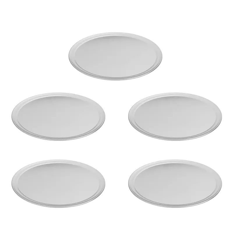 HGHO 5Pcs 12-Inch Wide Rim Aluminum Pizza Pan Baking Tray - Durable, Lightweight, Perfect Bake